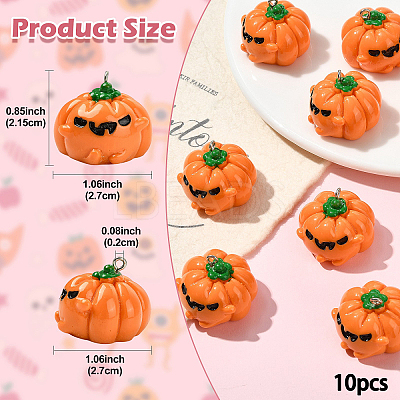 10Pcs Halloween Opaque Resin Pendants RESI-YW0004-94-1