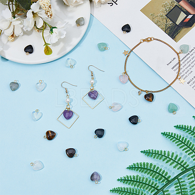 32Pcs 8 Styles Mixed Gemstone Pendants FIND-HS0001-18-1