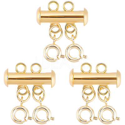 3Pcs 2 Holes Brass Slide Lock Clasps KK-BBC0027-60A-1