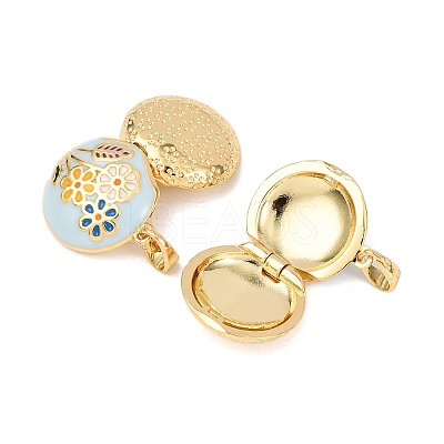 Brass Enamel Locket Pendants KK-G543-01G-02-1