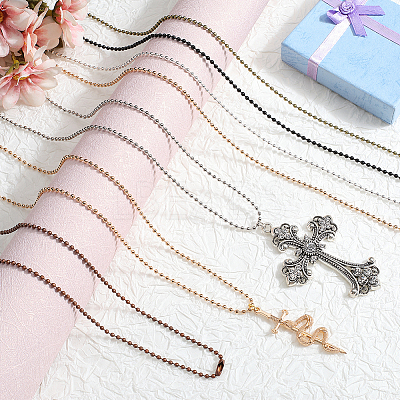 28Pcs 7 Colors Iron Ball Chain Necklace Making MAK-SP0001-07-1