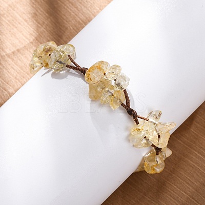 Adjustable Natural Yellow Quartz Braided Bead Bracelets for Women BJEW-U035-02J-1