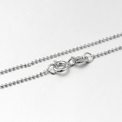 Anti-Tarnish Trendy Rhodium Plated 925 Sterling Silver Ball Chain Necklaces STER-M050-1.0B-09-1