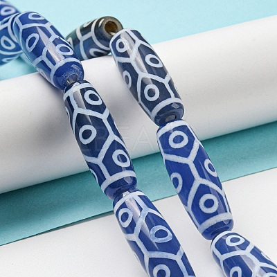 Blue Tibetan Style dZi Beads Strands TDZI-NH0001-B09-01-1