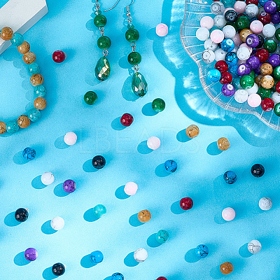 300Pcs 10 Colors Baking Paint Glass Round Beads DGLA-LT0001-06-1