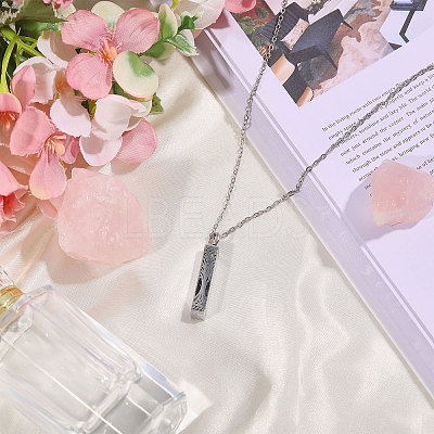 304 Stainless Steel Rectangle with Tree of Life Pendant Urn Ashes Necklaces NJEW-WH0036-030P-1