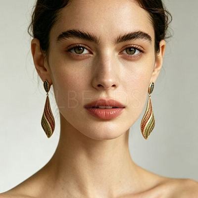 Alloy Rhinestone Teardrop Stud Dangle Earrings for Women WGFF29C-01-1
