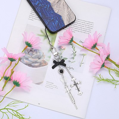 4Pcs Alloy Mobile Strap Sets DIY-SZ0009-99-1