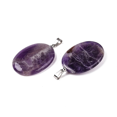 Natural Amethyst Pendants G-T138-207E-1