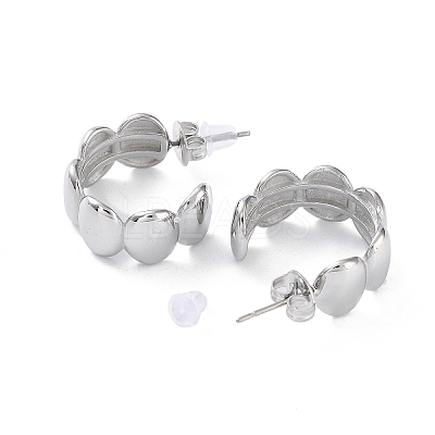 Non-Tarnish 304 Stainless Steel Oval Stud Earrings EJEW-H115-25P-1