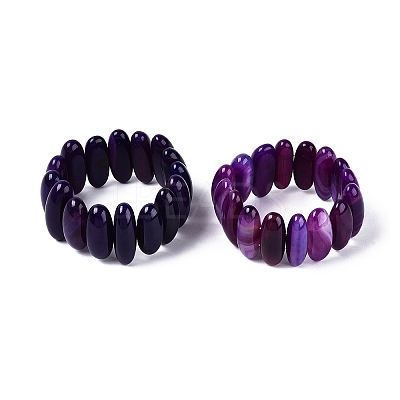 Oval Natural Agate Beaded Stretch Bracelets for Women Men G-Q601-23E-1
