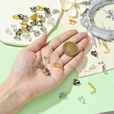 80Pcs 8 Colors Brass Clip-on Earring Findings FIND-YW0005-35-1