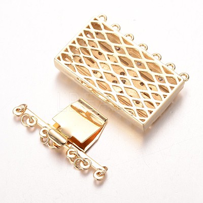 Brass Cubic Zirconia Box Clasps ZIRC-O020-09G-NR-1