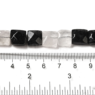 Natural Black Tourmalinated Quartz Beads Strands G-C109-A01-01-1