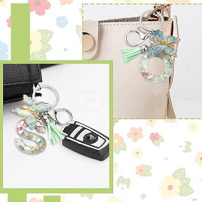 Resin & Acrylic & Faux Suede Tassel Keychain KEYC-YW00126-01-1