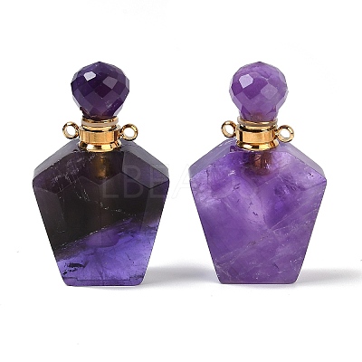 Natural Mixed Stone Openable Perfume Bottle Pendants G-I381-02G-1