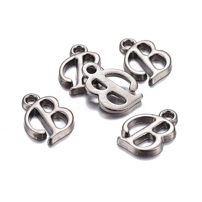 Gunmetal Plated Alloy Letter Pendants PALLOY-P097-03-B-1