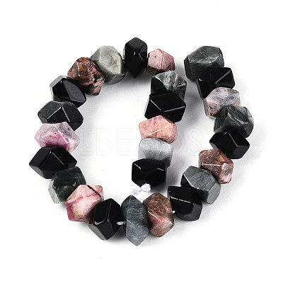 Natural Rhodonite & Eagle Eye & Obsidian Beads Strands G-N358-01A-03-1