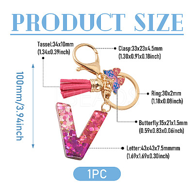 Alloy Resin Butterfly Keychains KEYC-TADJ0002-02G-V-1