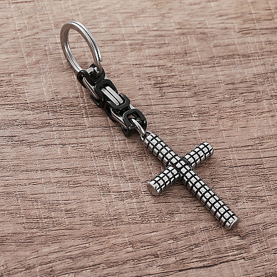 304 Stainless Steel Tartan Cross Keychains SL6248-1