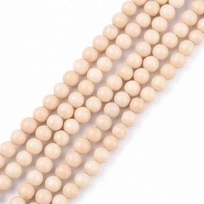 Natural Fossil Beads Strands G-E110-4mm-2-1