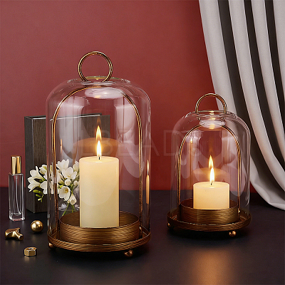 2Pcs Iron & Glass Wall-mounted Candle Holders AJEW-WH0481-732-1