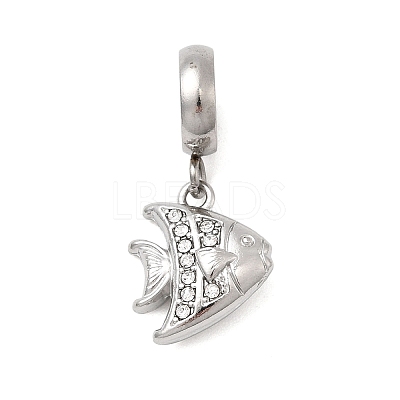 304 Stainless Steel Crystal Rhinestone Sea Animal European Dangle Charms STAS-D153-02A-P-1