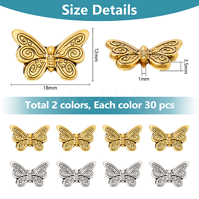 60Pcs 2 Colors Tibetan Style Alloy Beads FIND-DC0006-81-1