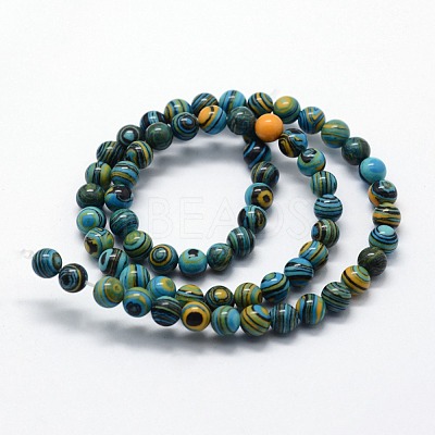 Synthetic Malachite Beads Strands G-I199-32-4mm-E-1