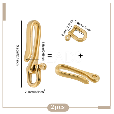 2Pcs Brass Shackle Clasps KK-PH0012-62B-G-1