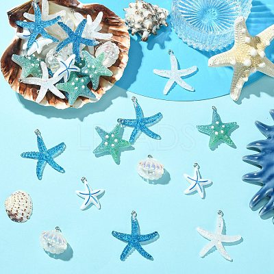 30Pcs 5 Styles Opaque Resin Pendants RESI-CJ0004-91-1