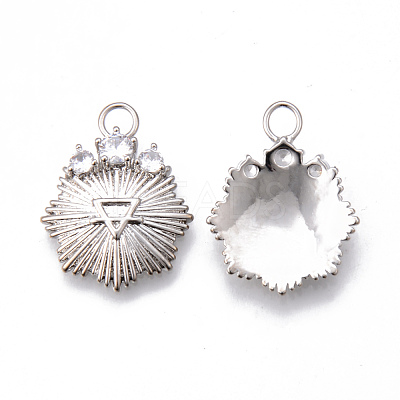 Brass Micro Pave Clear Cubic Zirconia Pendants KK-N232-152-NF-1