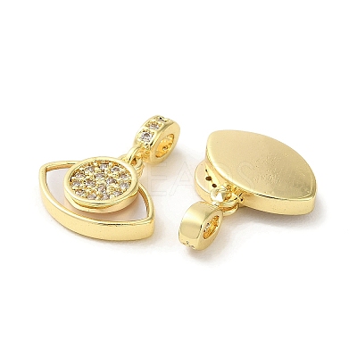 Brass Micro Pave Clear Cubic Zirconia European Dangle Charms BSHE-Z003-07G-1