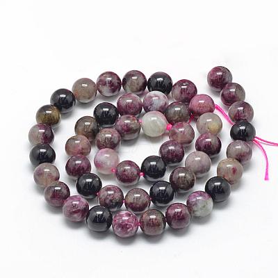 Natural Tourmaline Beads Strands G-R446-6mm-02-1