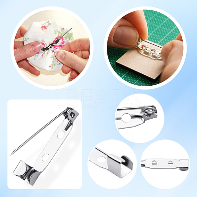 120Pcs 4 Styles Iron Brooch Findings IFIN-SP0001-33P-1