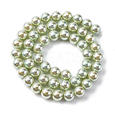 UV Plating Pearlized Glass Pearl Beads Strands GLAA-F128-01B-T14-1