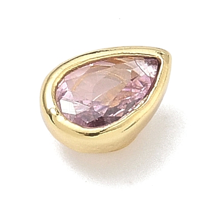 Teardrop Brass Micro Pave Cubic Zirconia Cabochons KK-P345-13G-B01-1