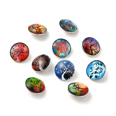 Brass Glass Cabochons Buttons GLAA-S052-01M-1