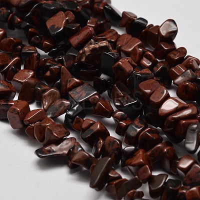Chip Natural Mahogany Obsidian Beads Strands LS-G-N0134-25-1