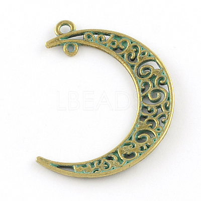 Moon Zinc Alloy Hollow  2-Loop Link Pendants PALLOY-R065-088-FF-1