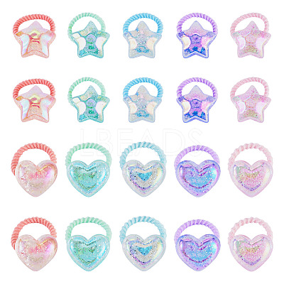 20Pcs 20 Colors Polyester & Plastic Girls Hair Accessories OHAR-TA0001-18-1