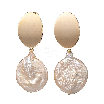 Natural Baroque Keshi Pearl Stud Dangle Earring EJEW-JE07134-1