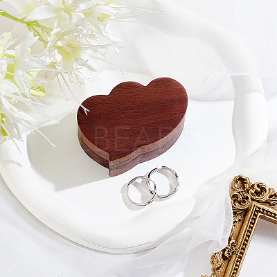 Portable Walnut Wooden Couple Ring Boxes OBOX-WH0015-03-1