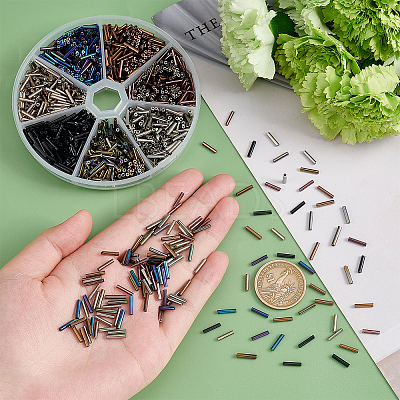 1260Pcs 7 Style Glass Round Bugle Beads SEED-PH0001-56-1