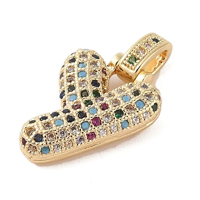 Brass Micro Pave Cubic Zirconia Pendants ZIRC-P121-01G-Y-1