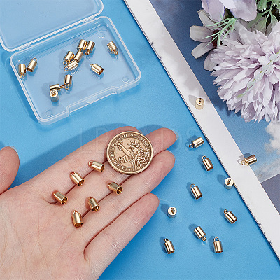 30Pcs 201 Stainless Steel Cord Ends STAS-UN0057-47-1