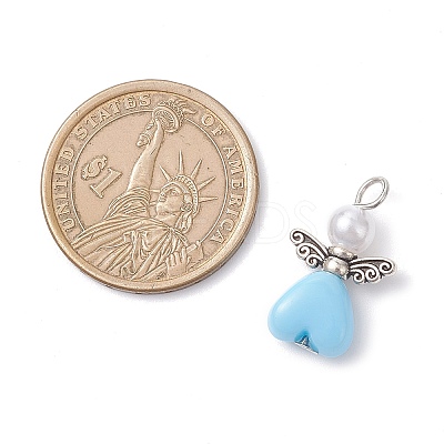 Acrylic & ABS Plastic Imitation Pearl Angel Pendants PALLOY-JF04466-02-1