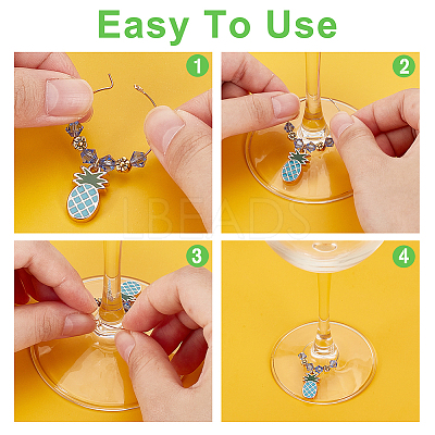 Autumn Pineapple Alloy Enamel Wine Glass Charms AJEW-GA00016-1