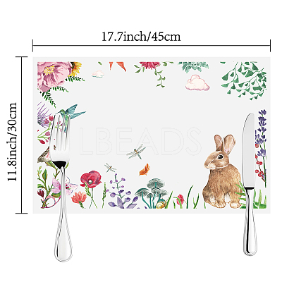 Rectangle with Animal Pattern Cotton Linen Cloth Table Mat AJEW-WH0196-006-1