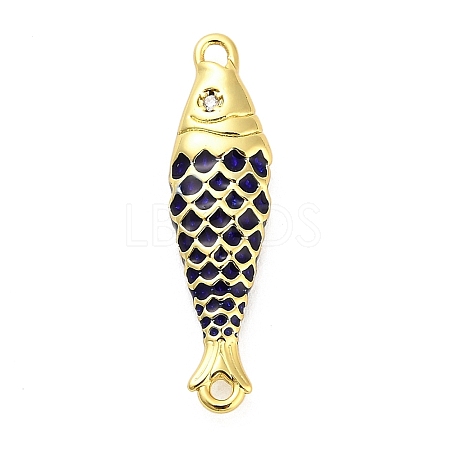 Brass Enamel Fish Connector Charms KK-H527-11G-02-1
